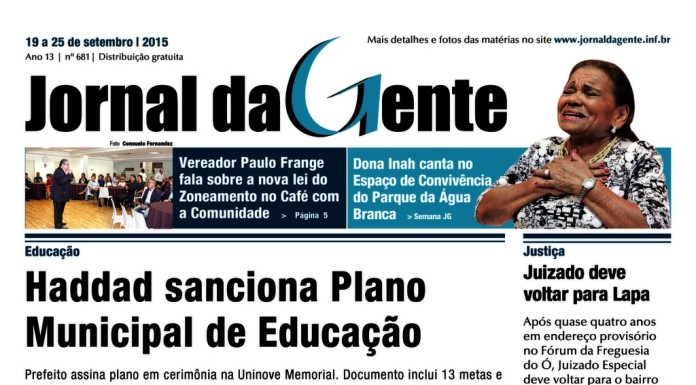 Jornal da Gente – Edição 681 – 19 a 25 de setembro de 2015