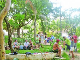 Voluntários reconstroem lago após vandalismo