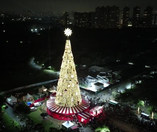 Árvore de Natal símbolo de SP é inaugurada no Parque Villa-Lobos