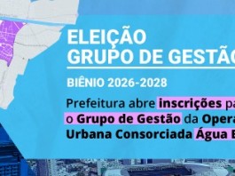 Inscrições para eleição do Grupo de Gestão da Operação Urbana Água Branca (2026–2028) se encerram nesta sexta-feira, 17