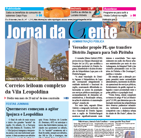 Jornal da Gente – Edição 1215 – 23 a 29 de maio de 2026