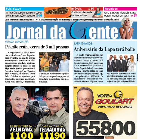 Jornal da Gente – Edição 1233 – 26 de setembro a 2 de outubro de 2026